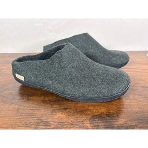 Glerups Charcoal Grey Wool Slipper Clogs Rubber Sole Mens 4 Womens 6 EU 36
